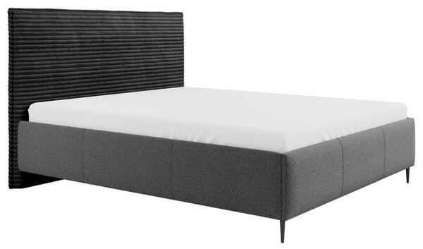OBLAZINJENA POSTELJA 140 cm x 200 cm , les, tekstil, leseni material antracit