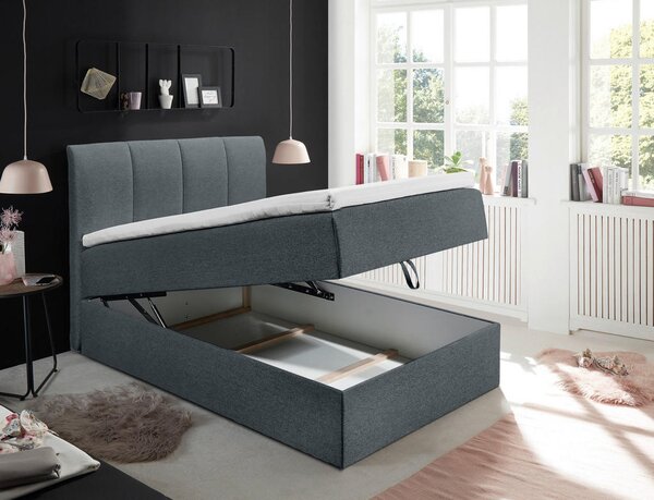 POSTELJA BOXSPRING 120 cm x 200 cm , tekstil antracit