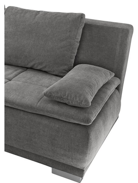 ZOFA S POSTELJNO FUNKCIJO, siva tekstil, leseni material