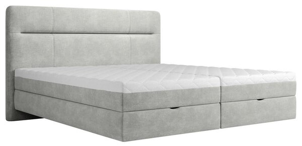 POSTELJA Z VZMETNICO 140 cm x 200 cm , les, tekstil, leseni material svetlo siva