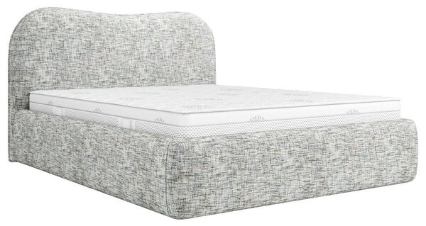 OBLAZINJENA POSTELJA 140 cm x 200 cm , les, tekstil, leseni material naravne barve