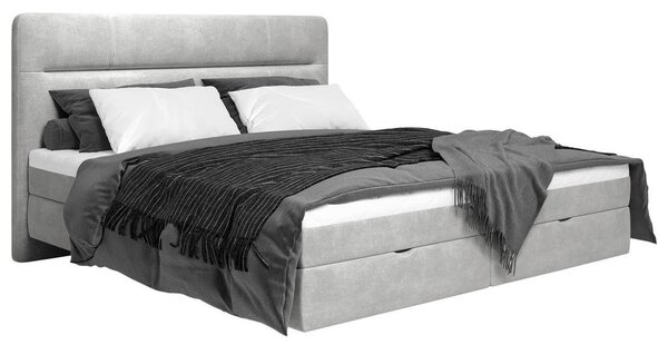 POSTELJA Z VZMETNICO 140 cm x 200 cm , les, tekstil, leseni material svetlo siva