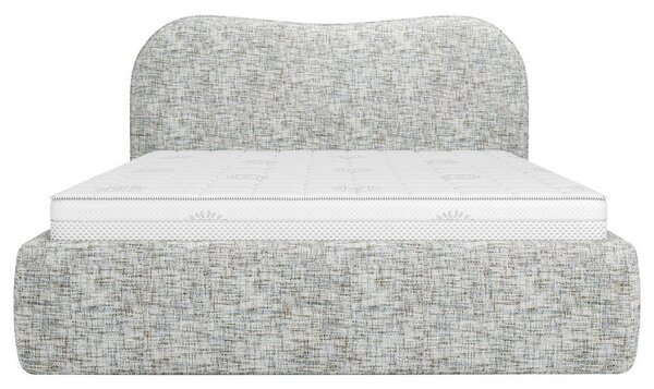 OBLAZINJENA POSTELJA 140 cm x 200 cm , les, tekstil, leseni material naravne barve