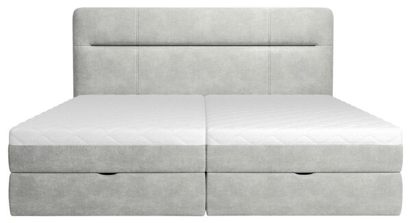 POSTELJA Z VZMETNICO 140 cm x 200 cm , les, tekstil, leseni material svetlo siva