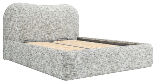 OBLAZINJENA POSTELJA 140 cm x 200 cm , les, tekstil, leseni material naravne barve