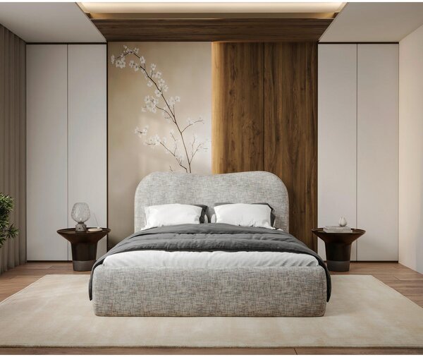 OBLAZINJENA POSTELJA 140 cm x 200 cm , les, tekstil, leseni material naravne barve