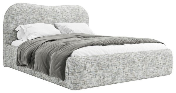 OBLAZINJENA POSTELJA 140 cm x 200 cm , les, tekstil, leseni material naravne barve