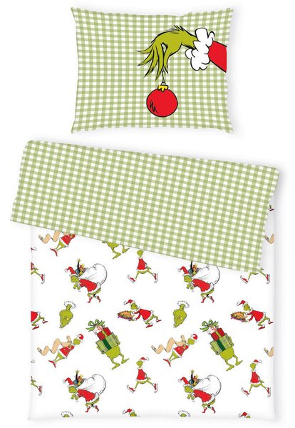 POSTELJNINA GRINCH 140/200 cm saten večbarvno