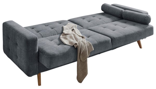 ZOFA S POSTELJNO FUNKCIJO, antracit tekstil, leseni material