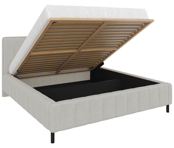 OBLAZINJENA POSTELJA 140 cm x 200 cm , tekstil bež