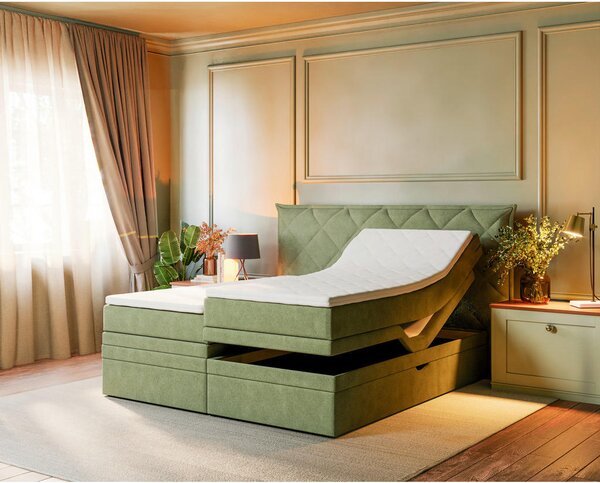 BOXSPRING POSTELJA 180 cm x 200 cm , tekstil zelena