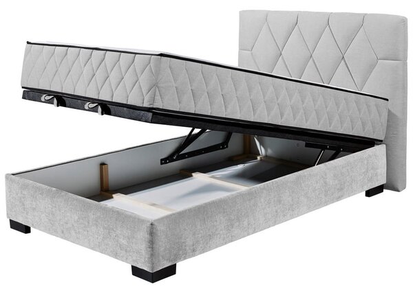 POSTELJA Z VZMETNICO 120 cm x 200 cm , tekstil, leseni material svetlo siva