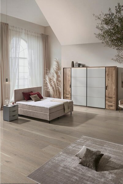 POSTELJA BOXSPRING 180 cm x 200 cm , tekstil bež