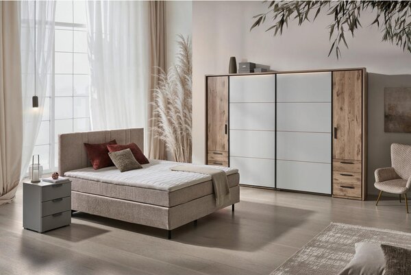 POSTELJA BOXSPRING 180 cm x 200 cm , tekstil bež