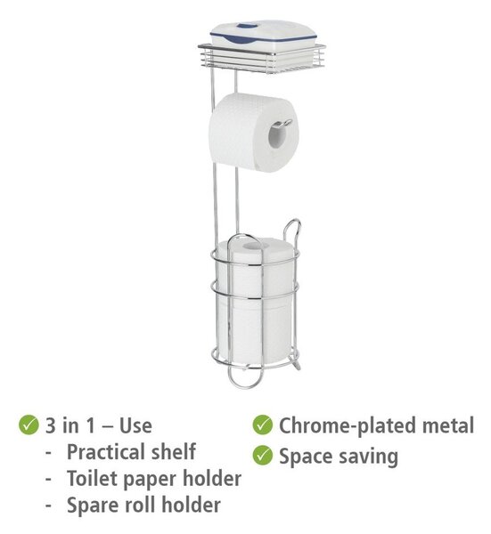 Stojalo za WC papir iz kromiranega jekla v srebrni barvi – Wenko