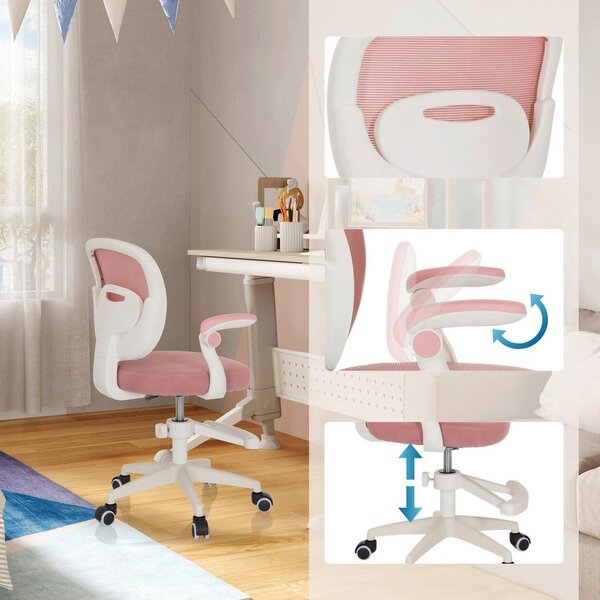 MID.YOU Mladinski Vrtljivi Stol Kiddy Smart, Roza