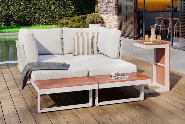 LOUNGE GARNITURA tkanina akacija masivno aluminij