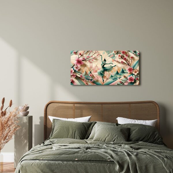 Slika abstraktna balerina med cvetovi