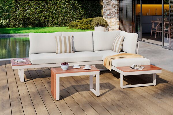 LOUNGE GARNITURA tkanina akacija masivno aluminij