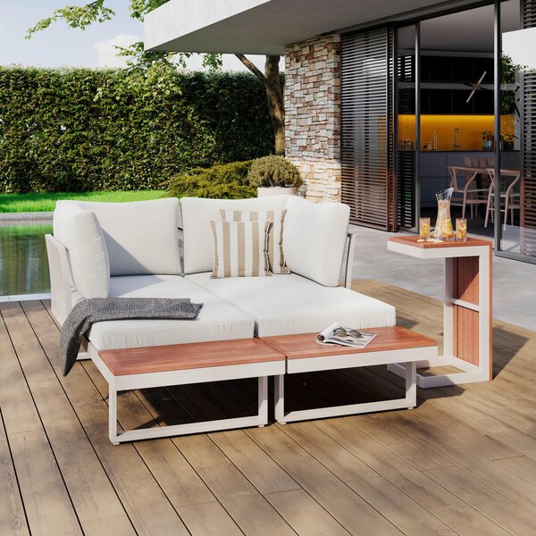 LOUNGE GARNITURA tkanina akacija masivno aluminij
