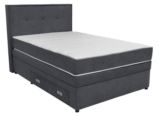 POSTELJA BOXSPRING 120 cm x 200 cm , les, tekstil, leseni material temno siva