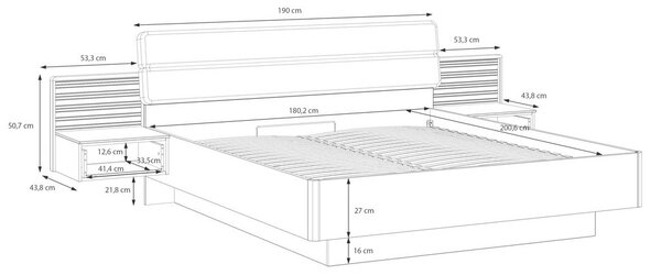 POSTELJNA GARNITURA x , kovina, umetna masa, tekstil, leseni material siva, barve hrasta
