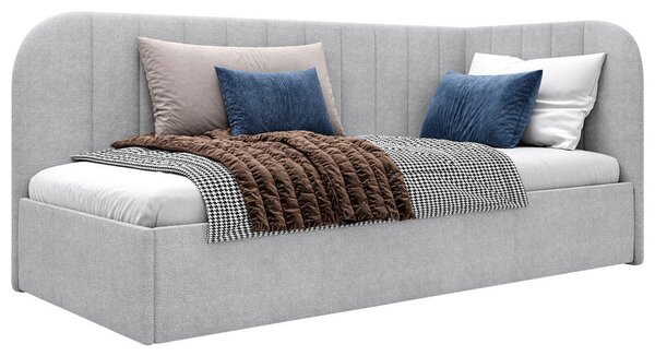 OBLAZINJENA POSTELJA 90 cm x 200 cm , les, tekstil, leseni material siva