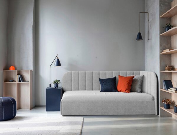 OBLAZINJENA POSTELJA 90 cm x 200 cm , les, tekstil, leseni material siva