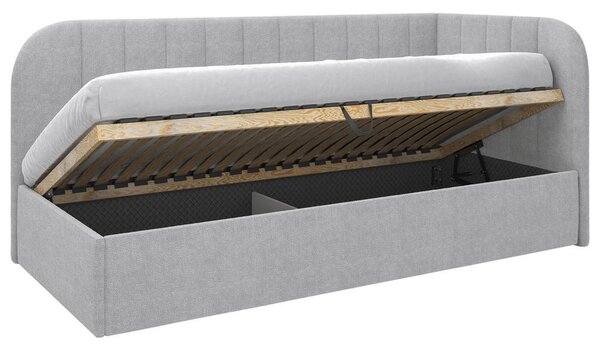 OBLAZINJENA POSTELJA 90 cm x 200 cm , les, tekstil, leseni material siva