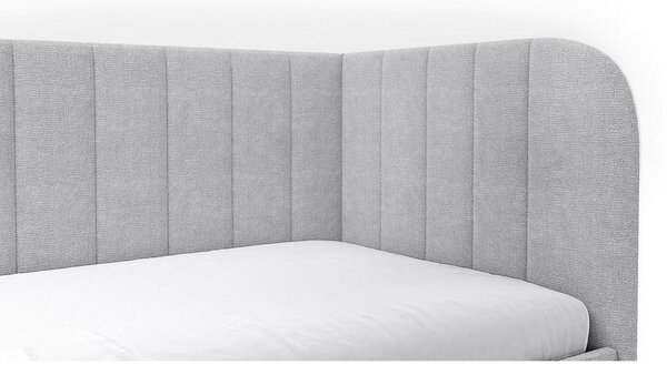 OBLAZINJENA POSTELJA 90 cm x 200 cm , les, tekstil, leseni material siva