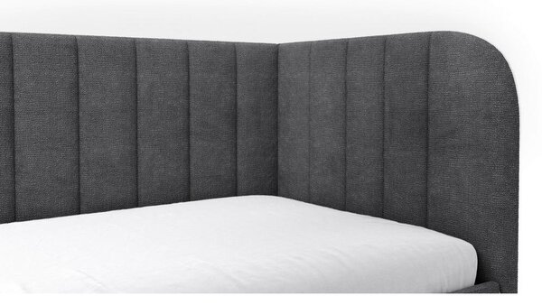 OBLAZINJENA POSTELJA 90 cm x 200 cm , les, tekstil, leseni material temno siva