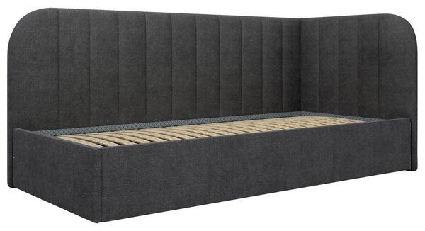 OBLAZINJENA POSTELJA 90 cm x 200 cm , les, tekstil, leseni material temno siva