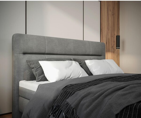 POSTELJA Z VZMETNICO 140 cm x 200 cm , les, tekstil, leseni material siva