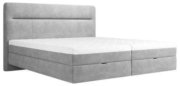 POSTELJA Z VZMETNICO 140 cm x 200 cm , les, tekstil, leseni material siva