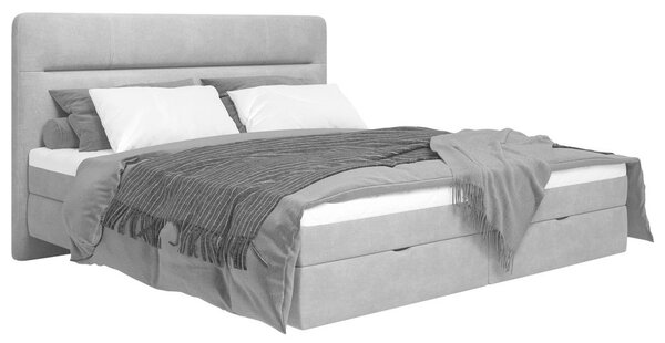 POSTELJA Z VZMETNICO 140 cm x 200 cm , les, tekstil, leseni material siva