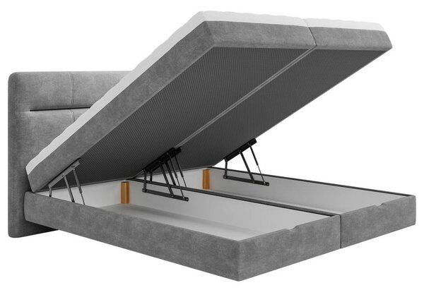 POSTELJA Z VZMETNICO 140 cm x 200 cm , les, tekstil, leseni material siva