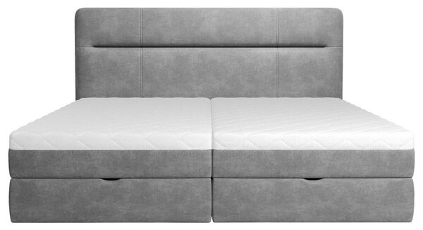 POSTELJA Z VZMETNICO 140 cm x 200 cm , les, tekstil, leseni material siva