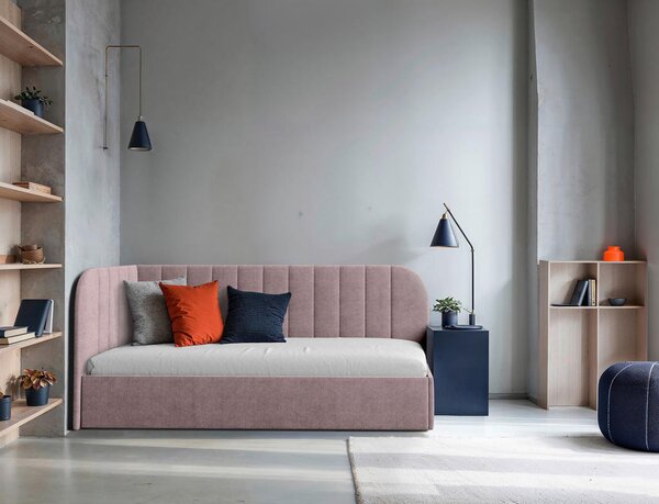 OBLAZINJENA POSTELJA 90 cm x 200 cm , les, tekstil, leseni material roza