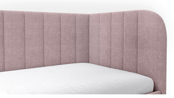 OBLAZINJENA POSTELJA 90 cm x 200 cm , les, tekstil, leseni material roza