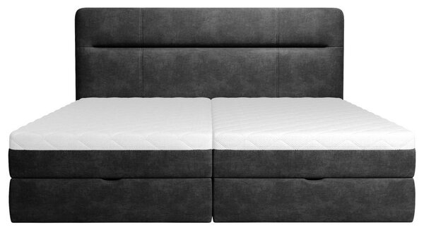 POSTELJA Z VZMETNICO 160 cm x 200 cm , les, tekstil, leseni material antracit