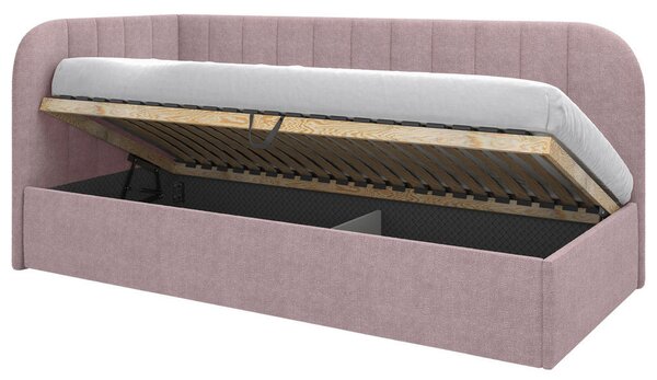 OBLAZINJENA POSTELJA 90 cm x 200 cm , les, tekstil, leseni material roza