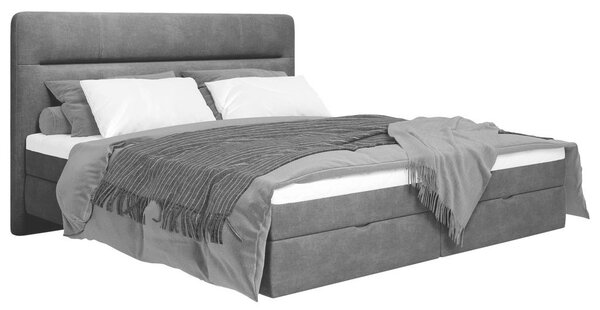 POSTELJA Z VZMETNICO 160 cm x 200 cm , les, tekstil, leseni material antracit