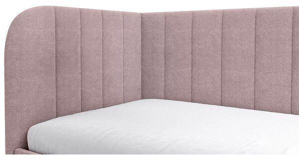 OBLAZINJENA POSTELJA 90 cm x 200 cm , les, tekstil, leseni material roza