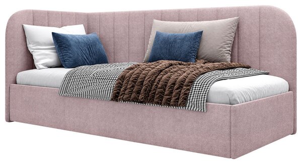 OBLAZINJENA POSTELJA 90 cm x 200 cm , les, tekstil, leseni material roza