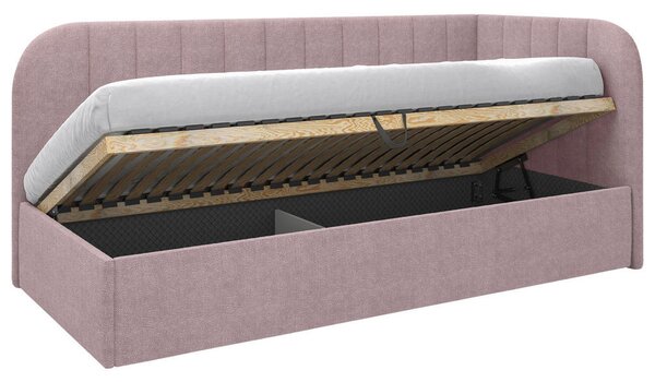 OBLAZINJENA POSTELJA 90 cm x 200 cm , les, tekstil, leseni material roza