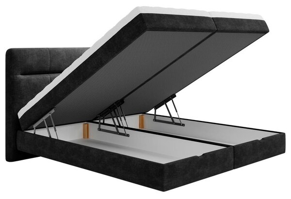 POSTELJA Z VZMETNICO 160 cm x 200 cm , les, tekstil, leseni material antracit