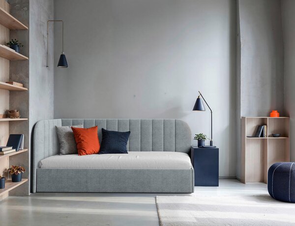 OBLAZINJENA POSTELJA 90 cm x 200 cm , les, tekstil, leseni material metino turkizna