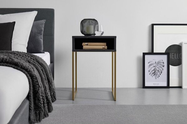 Premium Living Nočna Omarica Golden, Črna, Zlata