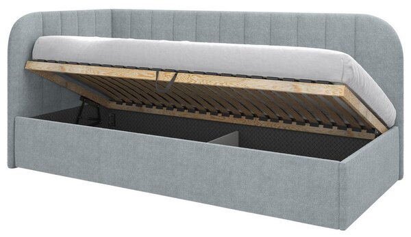 OBLAZINJENA POSTELJA 90 cm x 200 cm , les, tekstil, leseni material metino turkizna