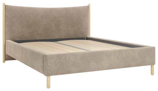 OBLAZINJENA POSTELJA 140 cm x 200 cm , les, tekstil, leseni material rjava